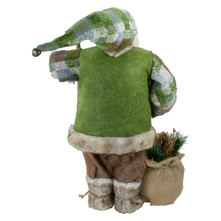 18" Standing Santa Christmas Figurine Carrying a Welcome Sign