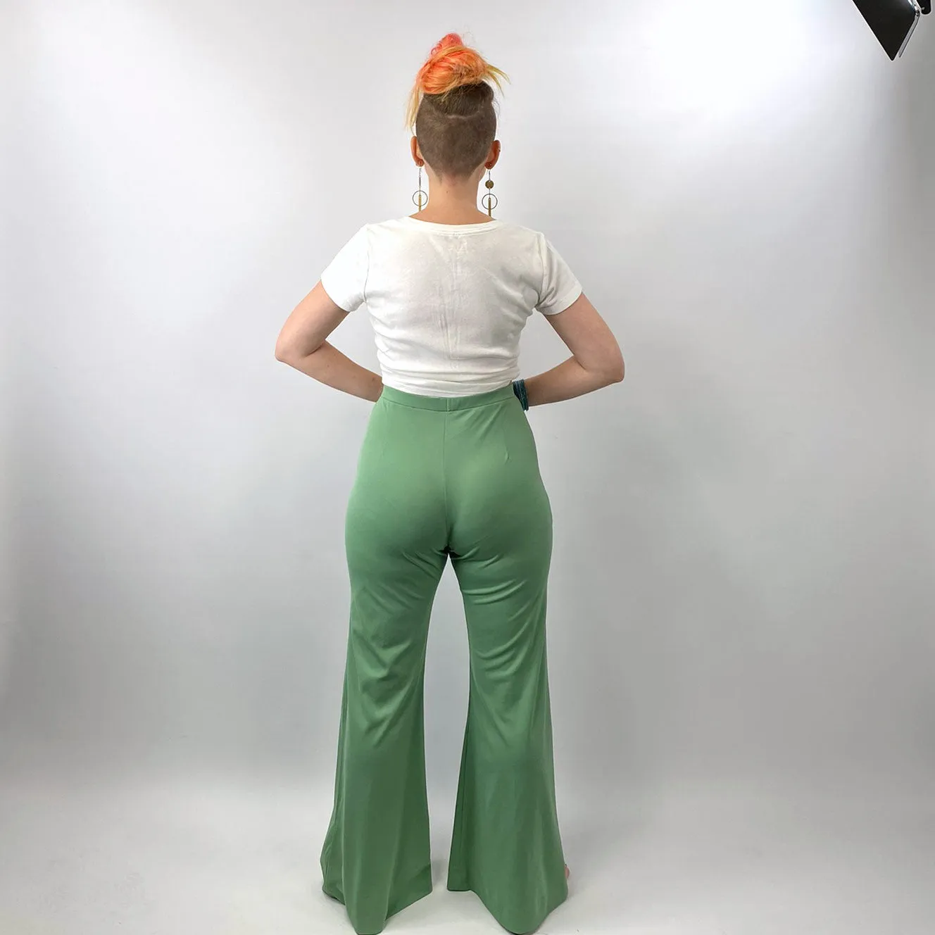 60s 70s Bellbottom Palazzo Wide Leg Stretch Pants Women's Vintage Small Miss Shaheen VFG