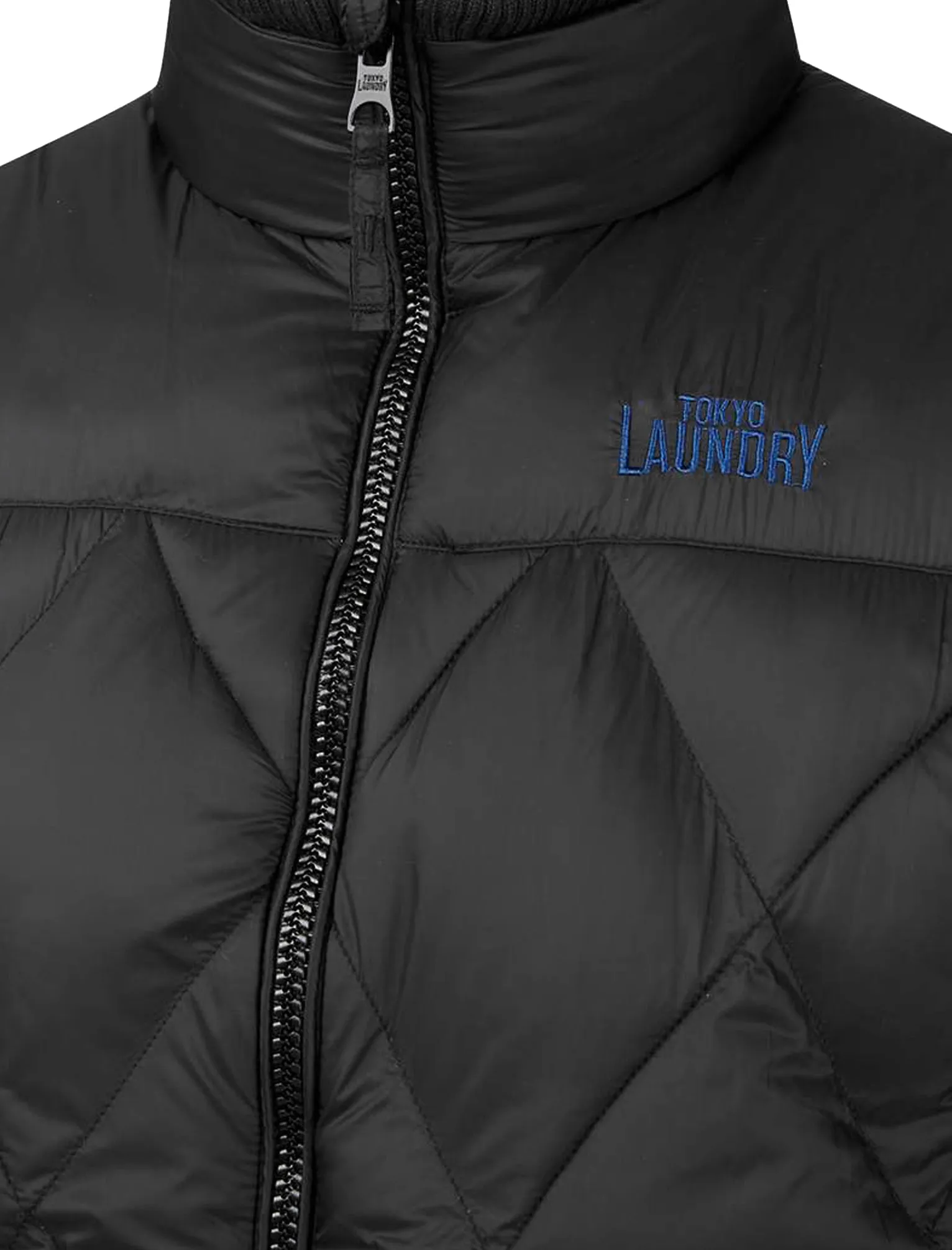 Airdrie Puffer Diamond Quilted Gilet in Black - Tokyo Laundry