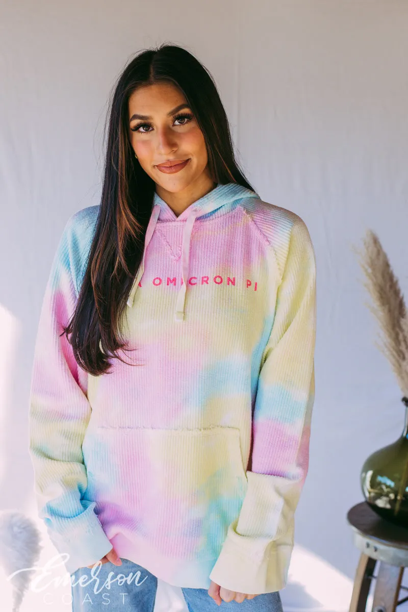 Alpha Omicron Pi Tie Dye Corduroy Hoodie