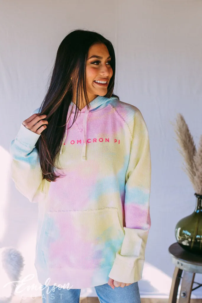Alpha Omicron Pi Tie Dye Corduroy Hoodie