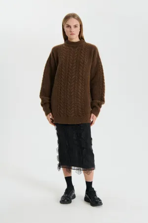 ANETTE | JUMPER TEXTURED MOHAIR FALL BROWN