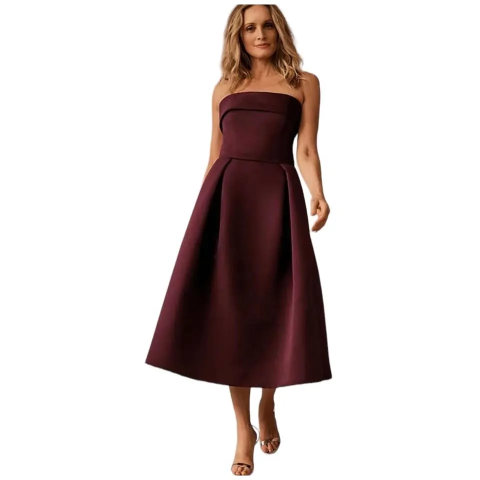 Anthropologie Amsale Russo Midi Dress Formal Party Size 6 New Burgundy