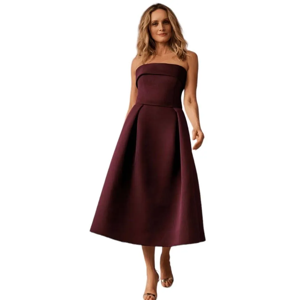 Anthropologie Amsale Russo Midi Dress Formal Party Size 6 New Burgundy