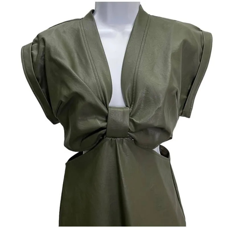 Anthropologie Eva Franco Vegan Cut Out Midi Dress Size 4 Green