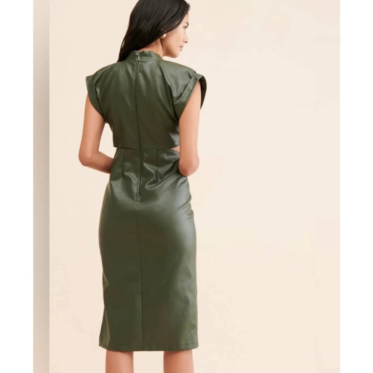 Anthropologie Eva Franco Vegan Cut Out Midi Dress Size 4 Green