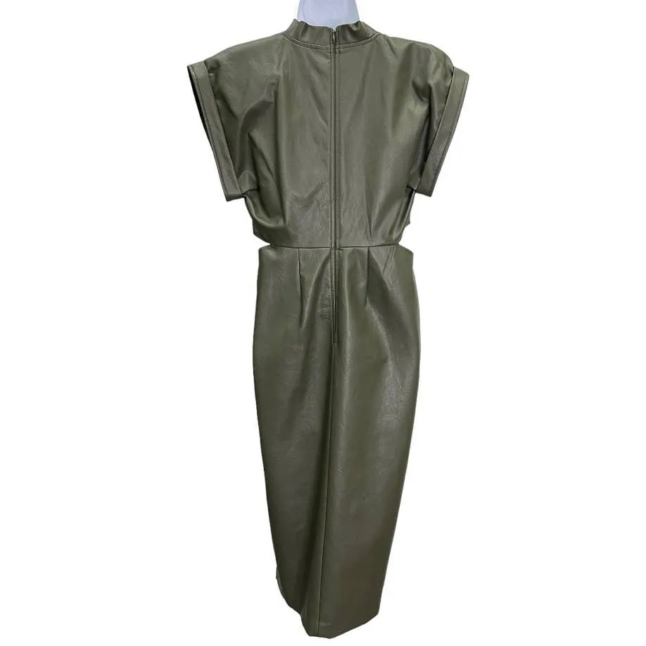 Anthropologie Eva Franco Vegan Cut Out Midi Dress Size 4 Green