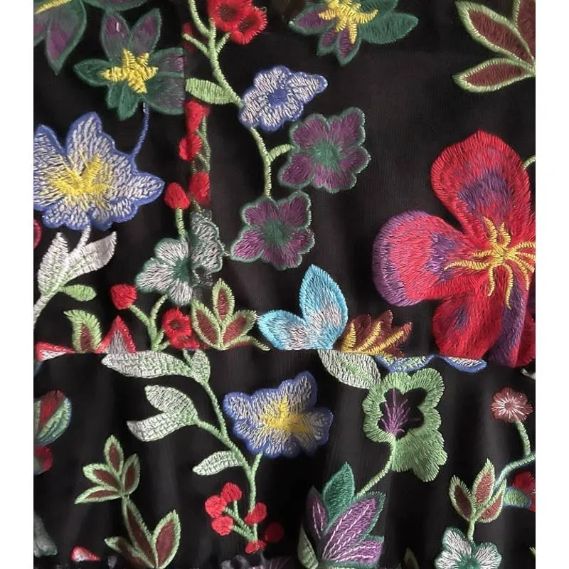 Anthropologie Vone Floral Embroidered Midi Dress Size 12