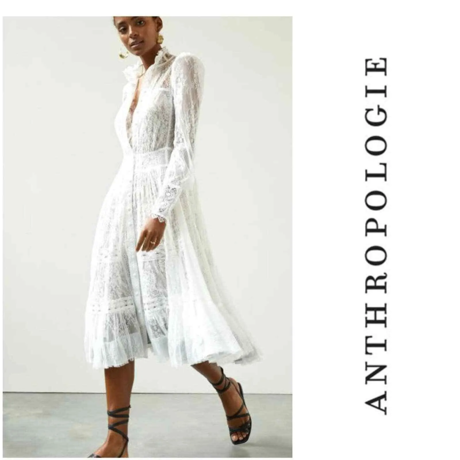Anthropologie x In Earnest Byron Lars Lacy Midi Dress Size 10 NEW
