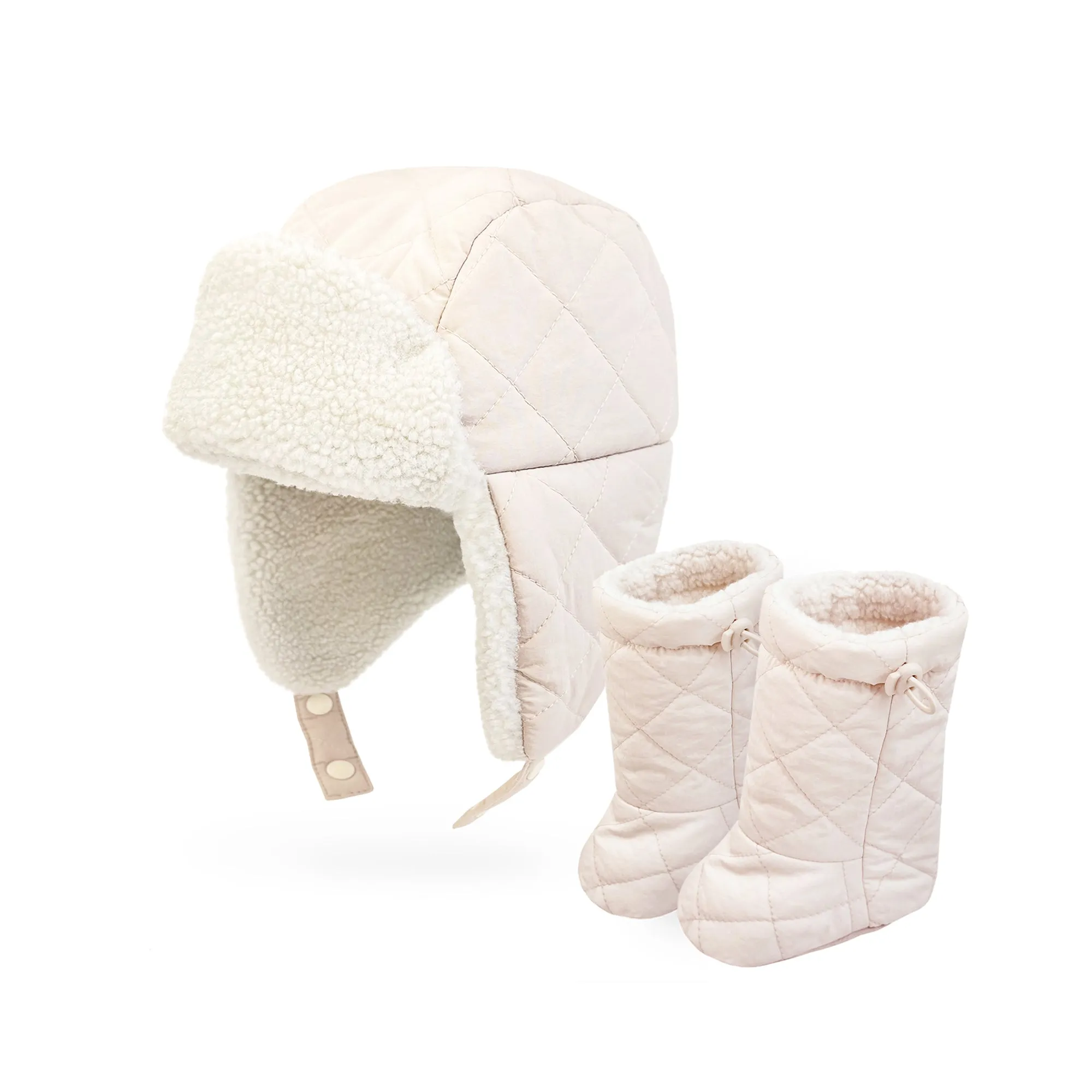 Baby Trapper Hat Toddler Winter Quilted Puffer Ear Flap Hat | Pink