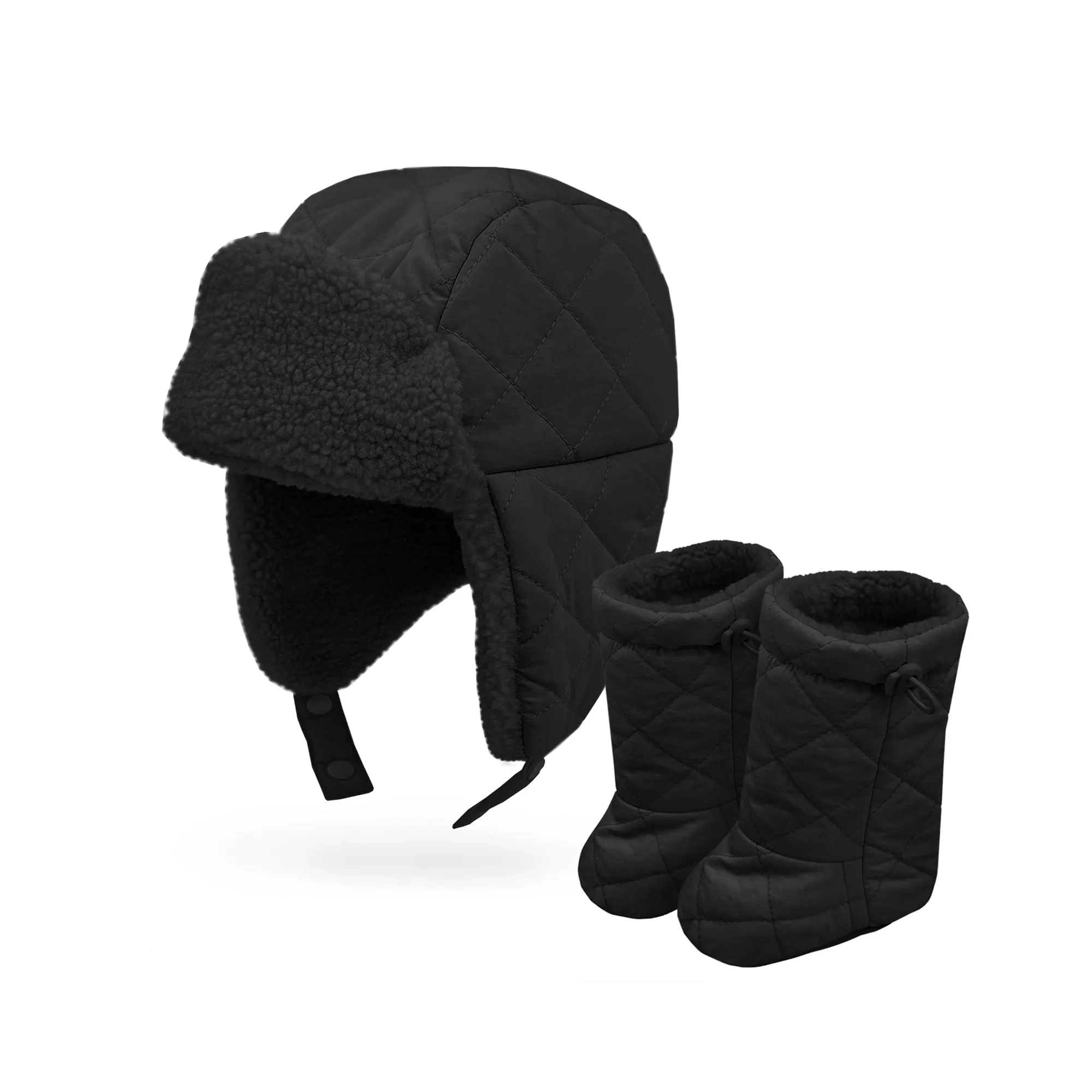 Baby Trapper Hat Toddler Winter Quilted Puffer Ear Flap Hat | Pink