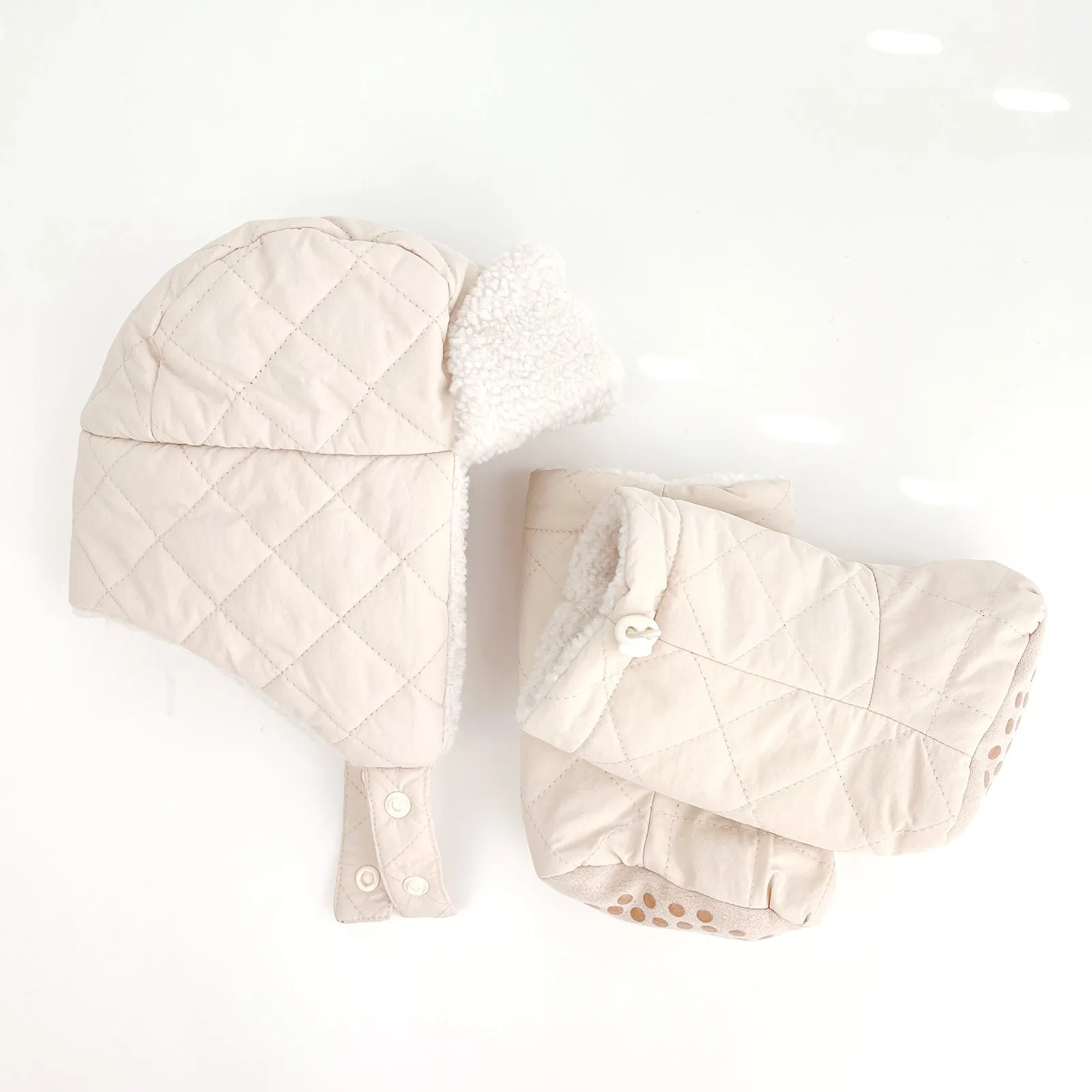 Baby Trapper Hat Toddler Winter Quilted Puffer Ear Flap Hat | Pink