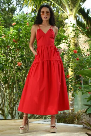 BELLA BOW DRESS LOOKING POLISHED -RED