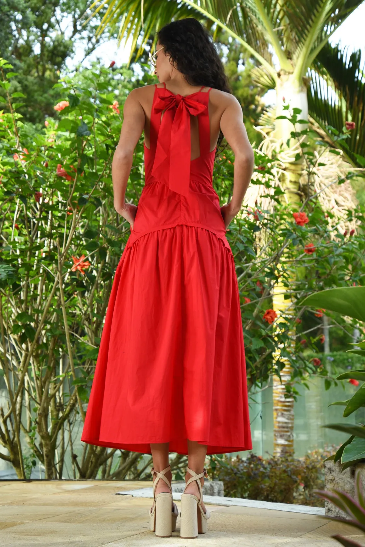 BELLA BOW DRESS LOOKING POLISHED -RED