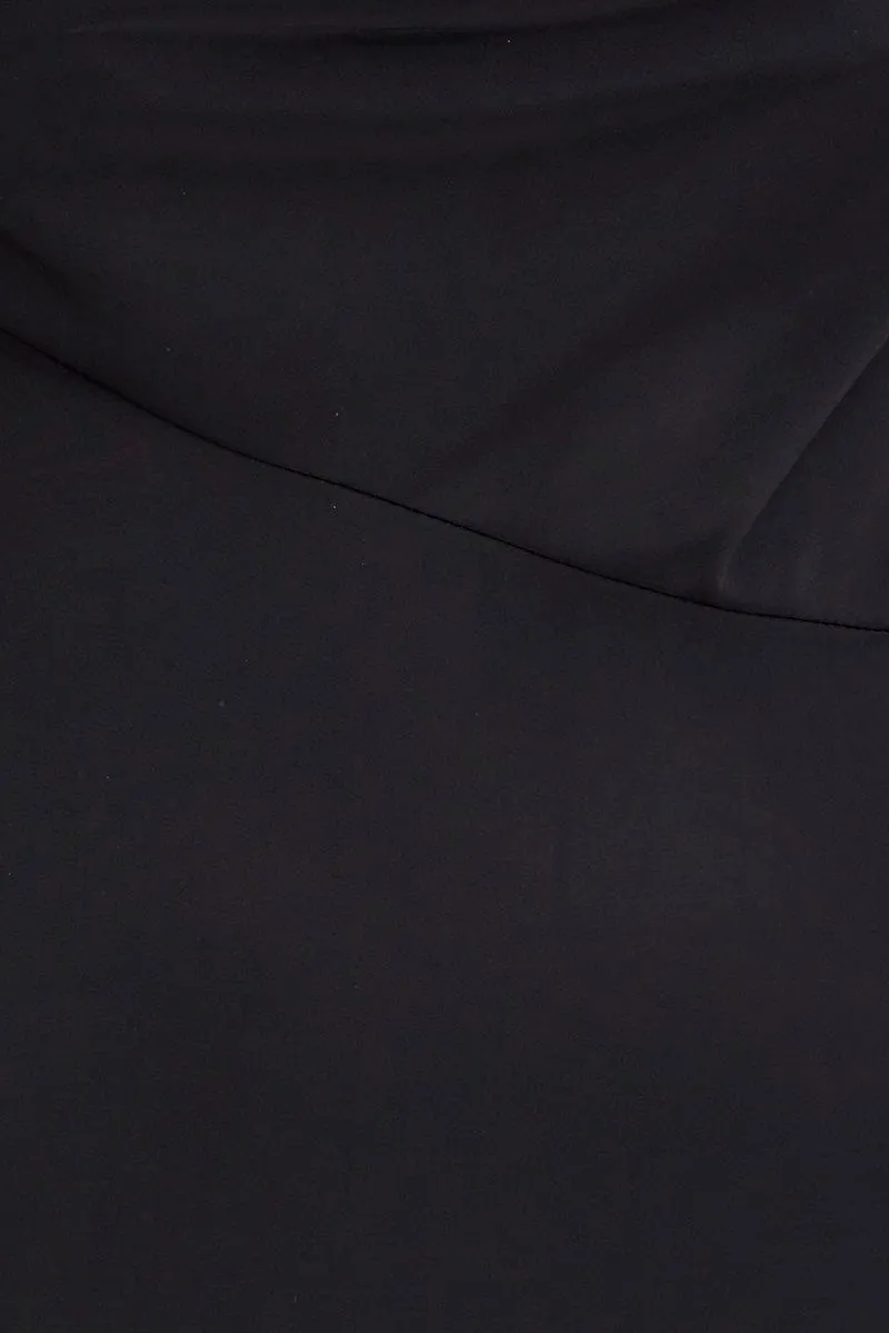 Black Cowl Neck Slip Midi Dress