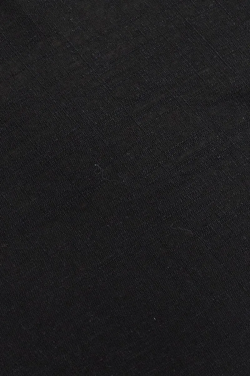 Black Midi Slip Dress Linen Blend