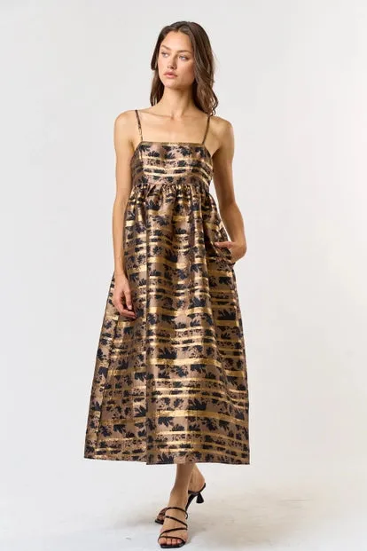 Black-Taupe Midi Dress