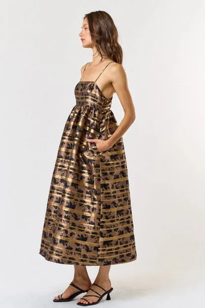 Black-Taupe Midi Dress