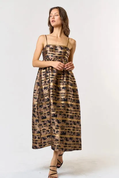 Black-Taupe Midi Dress