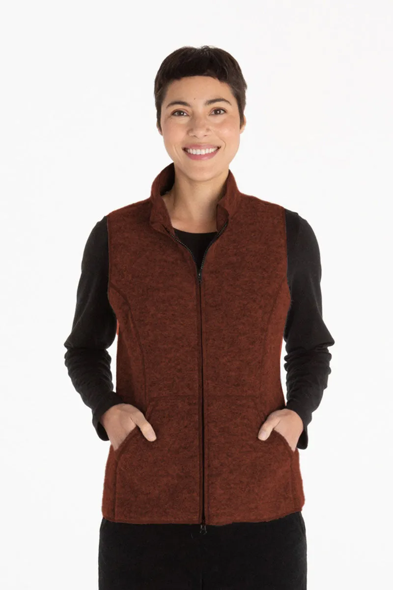 Boiled Wool Zip Front Vest Barnwood