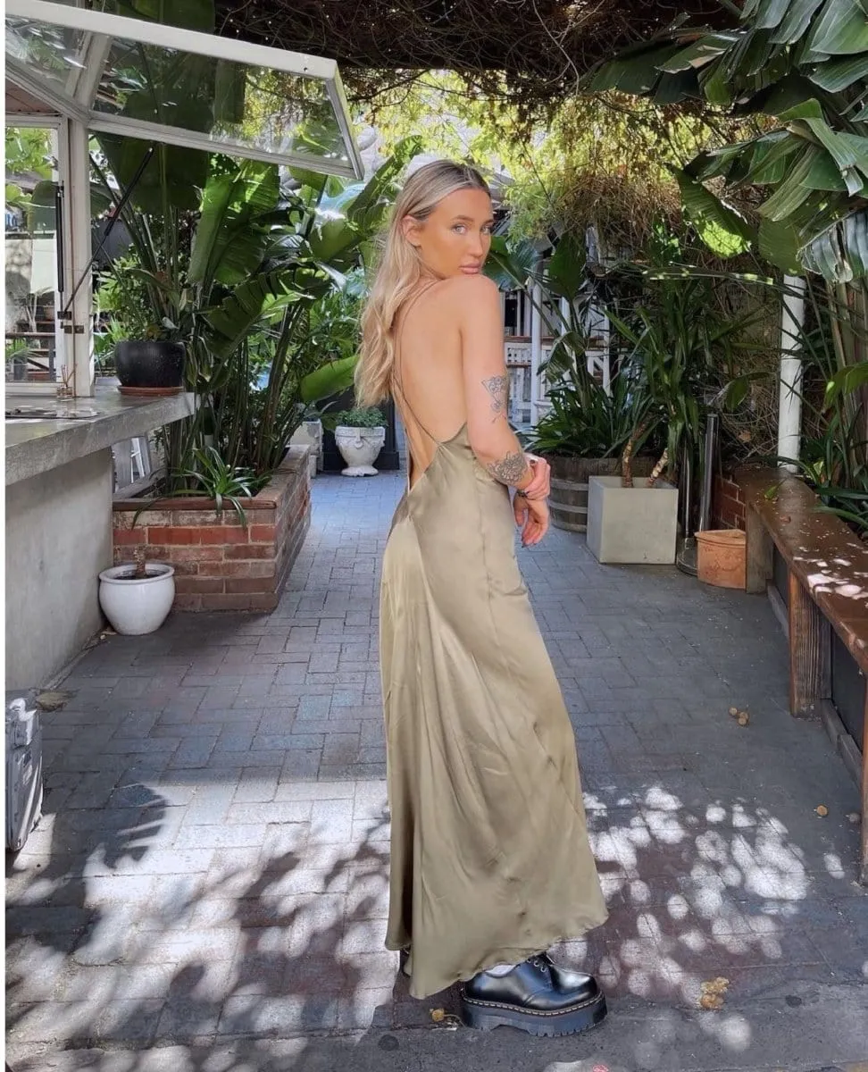Boudoir Slip Dress Olive