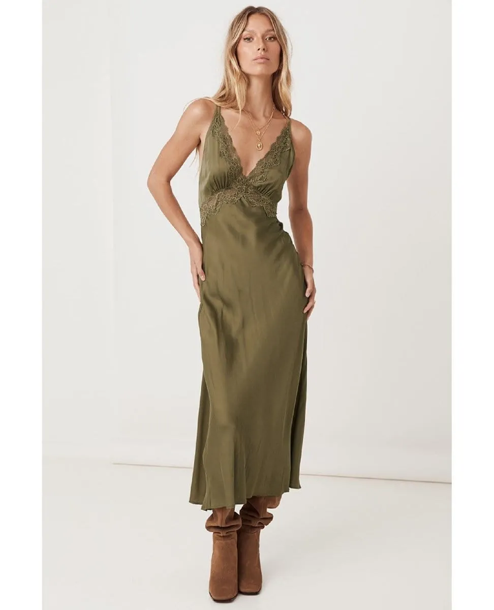 Boudoir Slip Dress Olive