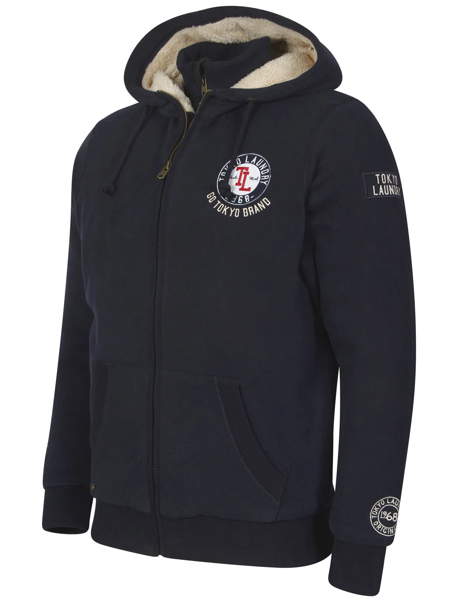 Bow Mock Gilet Insert Borg Lined Hoodie In Dark Navy - Tokyo Laundry