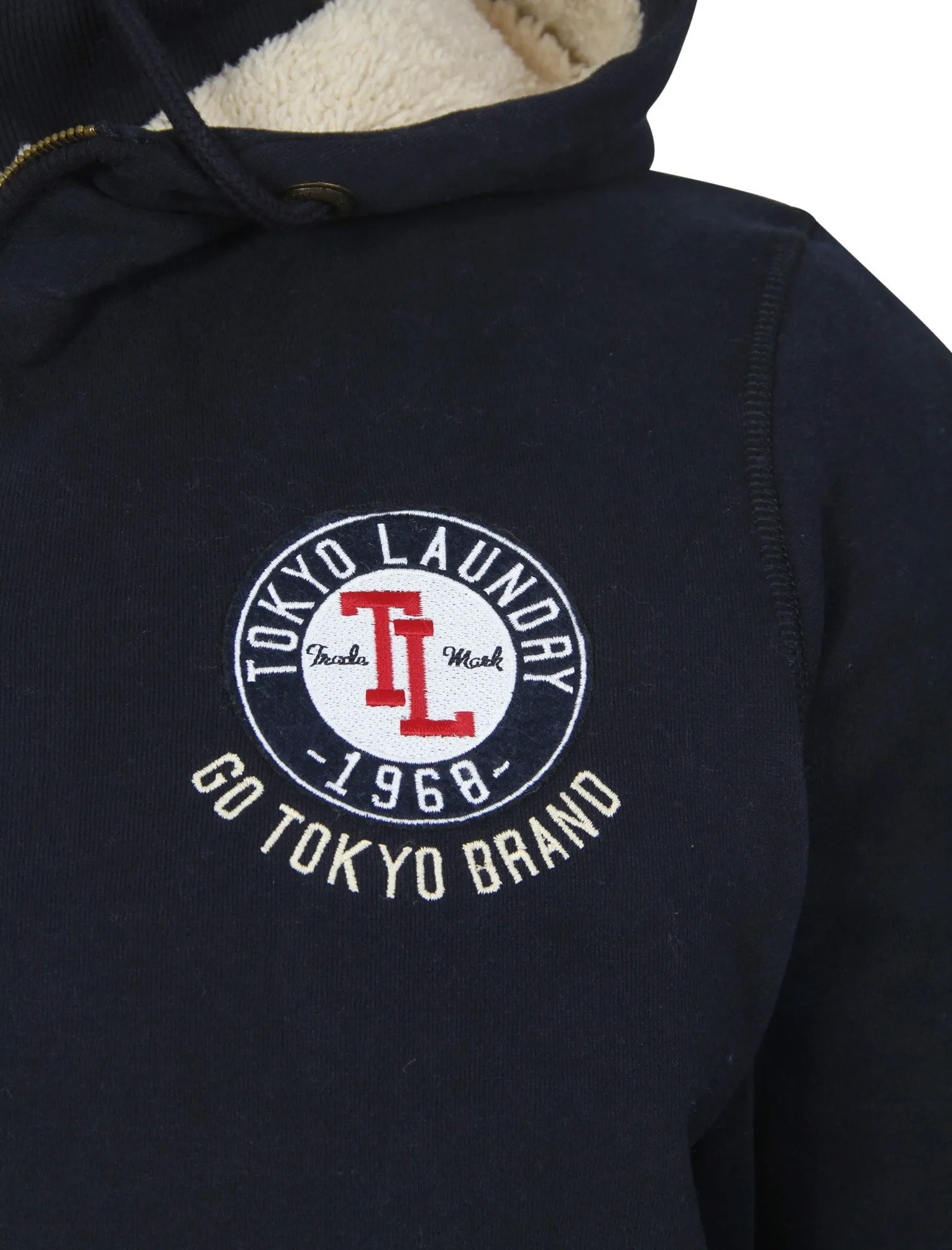 Bow Mock Gilet Insert Borg Lined Hoodie In Dark Navy - Tokyo Laundry