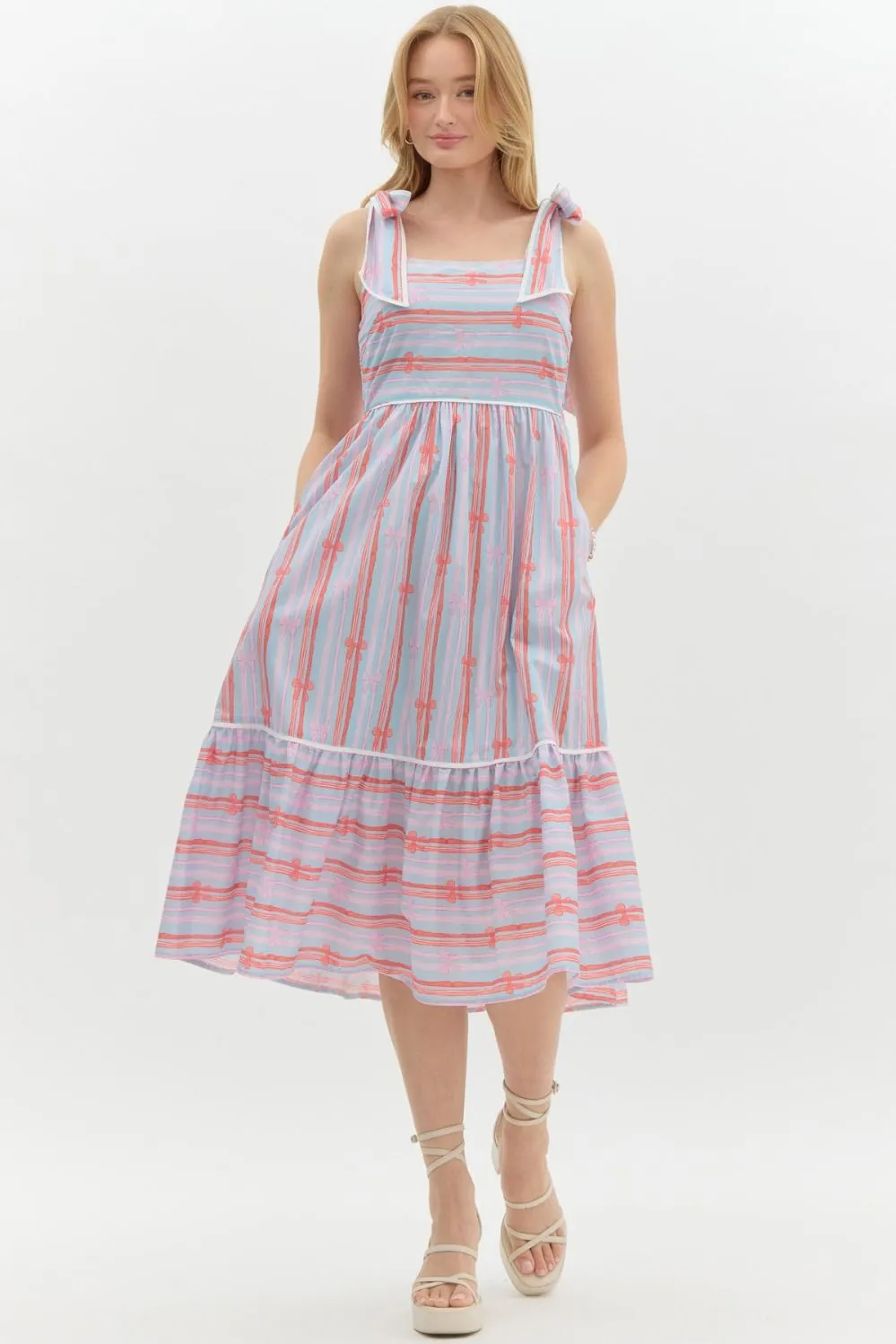 Bow Stripe Midi Dress