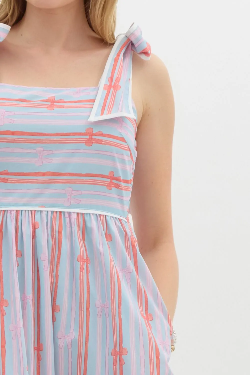 Bow Stripe Midi Dress