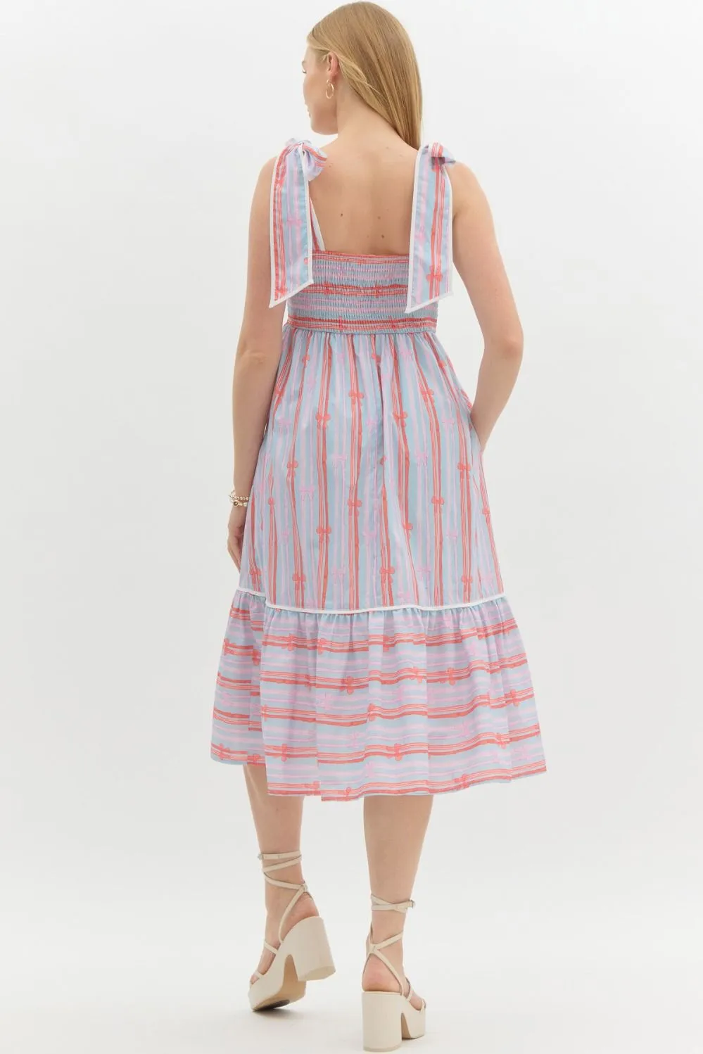 Bow Stripe Midi Dress