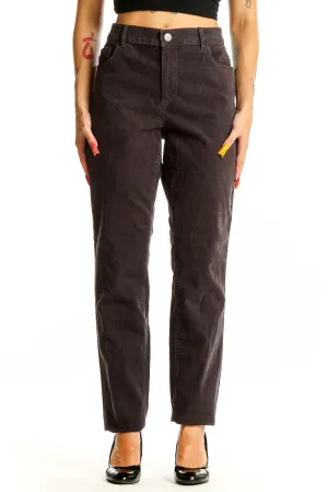 Brown Corduroy Straight-Leg Pants