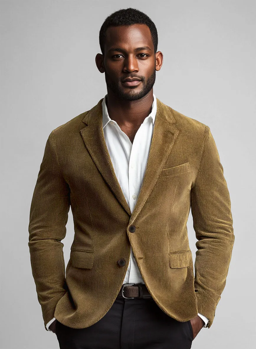 Brown Stretch Pin Corduroy Jacket