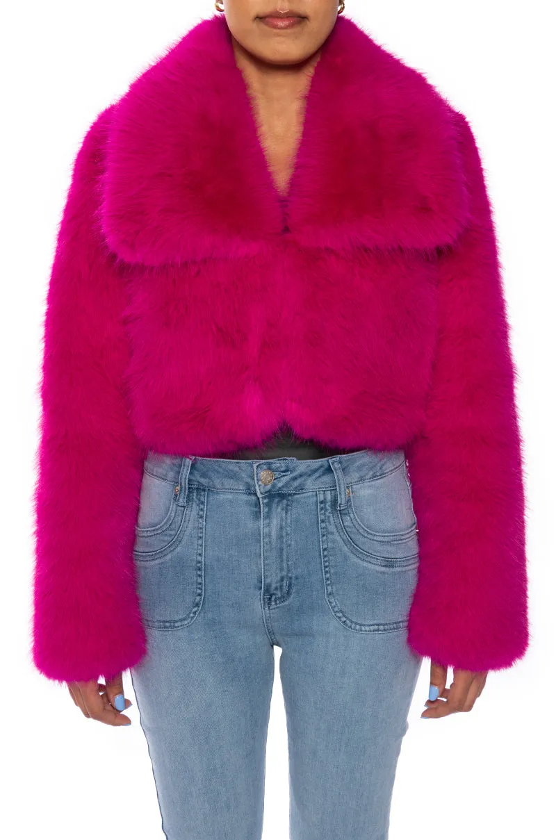 CADENCE PINK FAUX FUR JACKET
