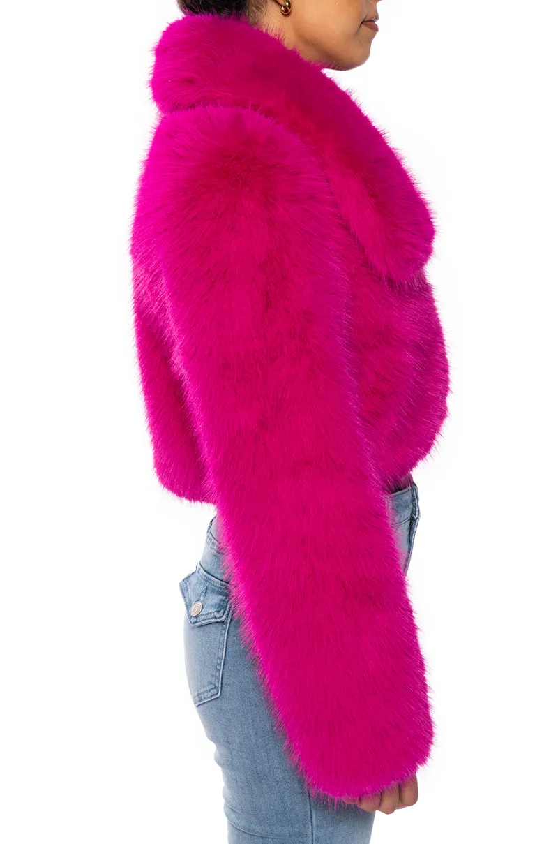 CADENCE PINK FAUX FUR JACKET