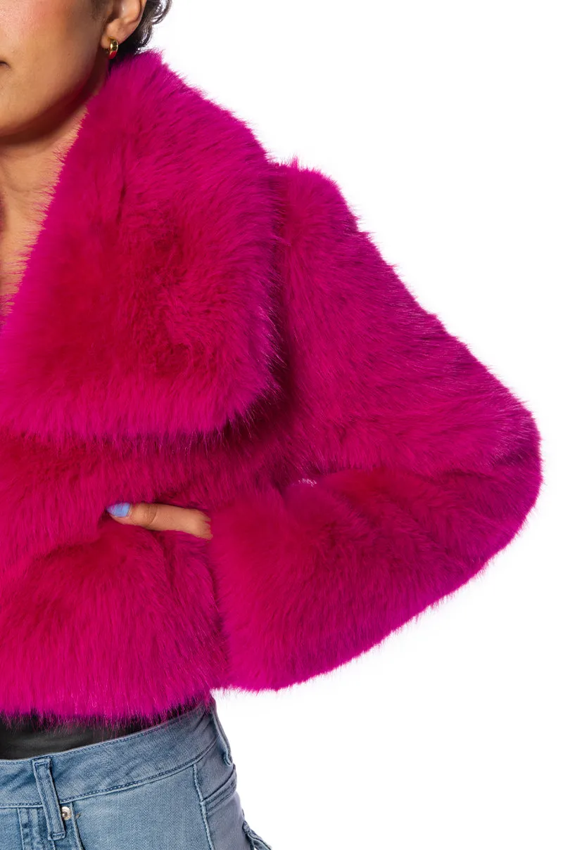 CADENCE PINK FAUX FUR JACKET