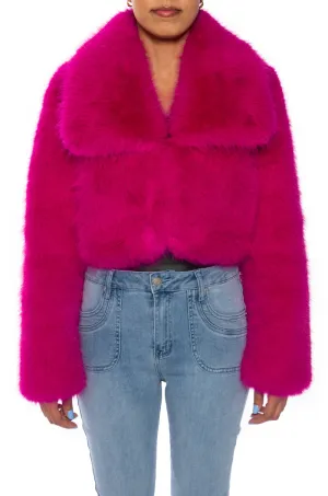 CADENCE PINK FAUX FUR JACKET