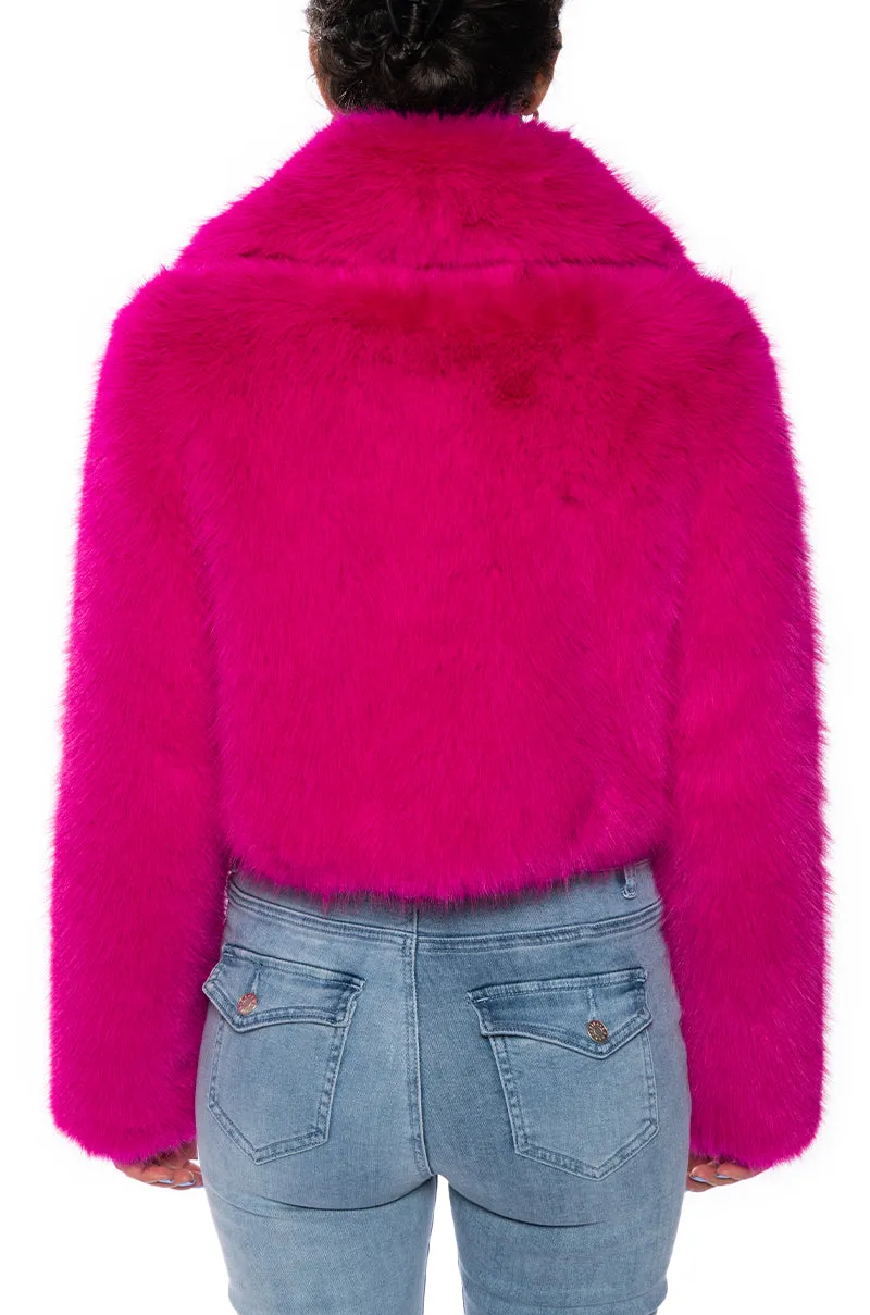 CADENCE PINK FAUX FUR JACKET