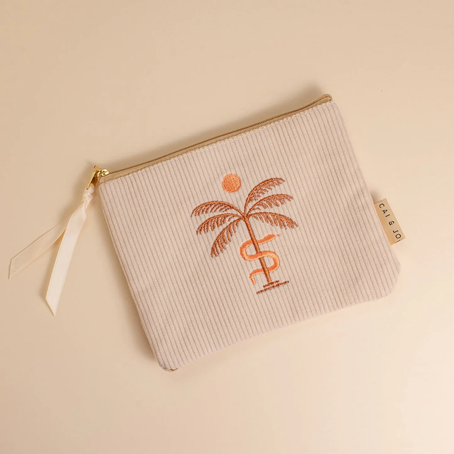 Cai & Jo Sun Corduroy Pouch in Stone
