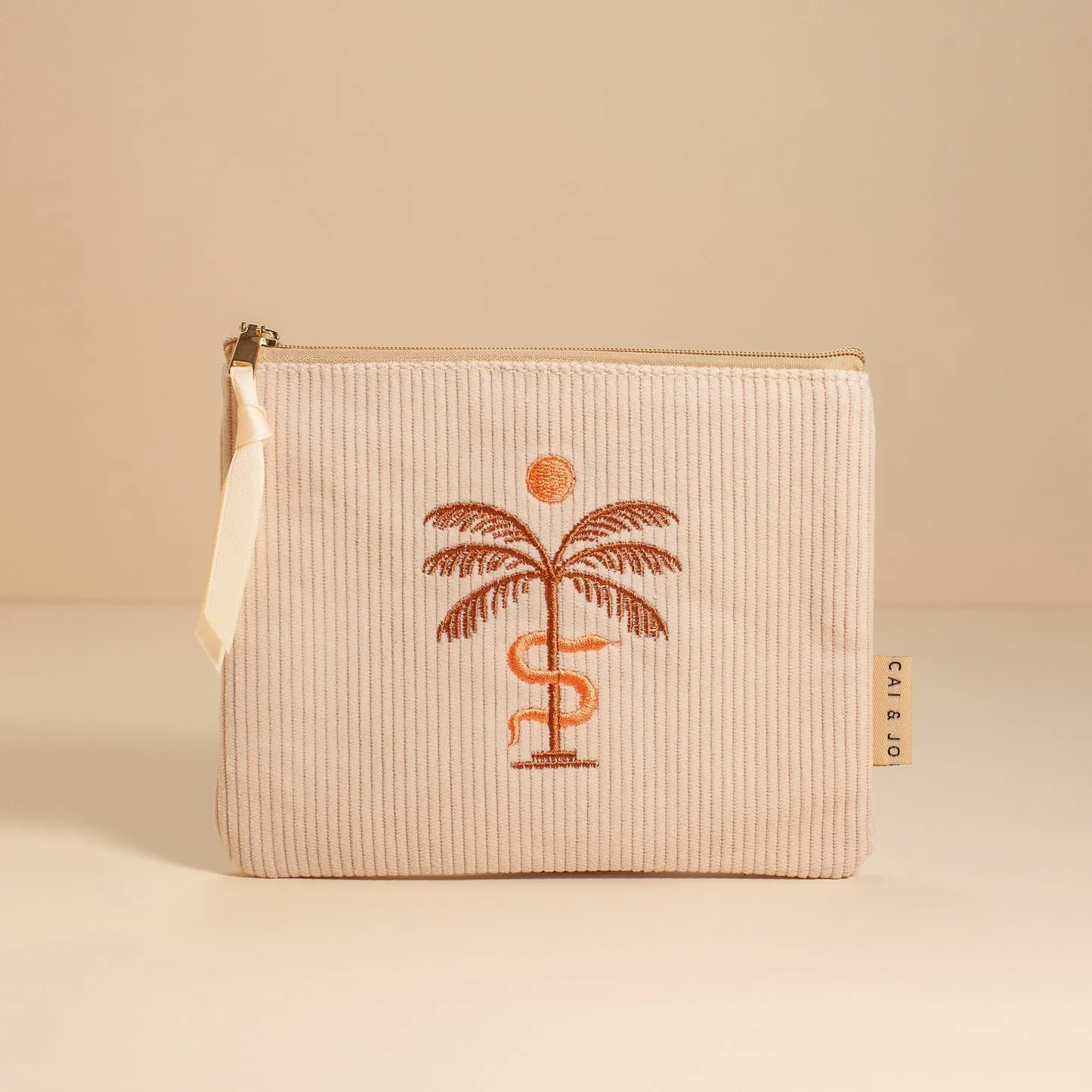 Cai & Jo Sun Corduroy Pouch in Stone