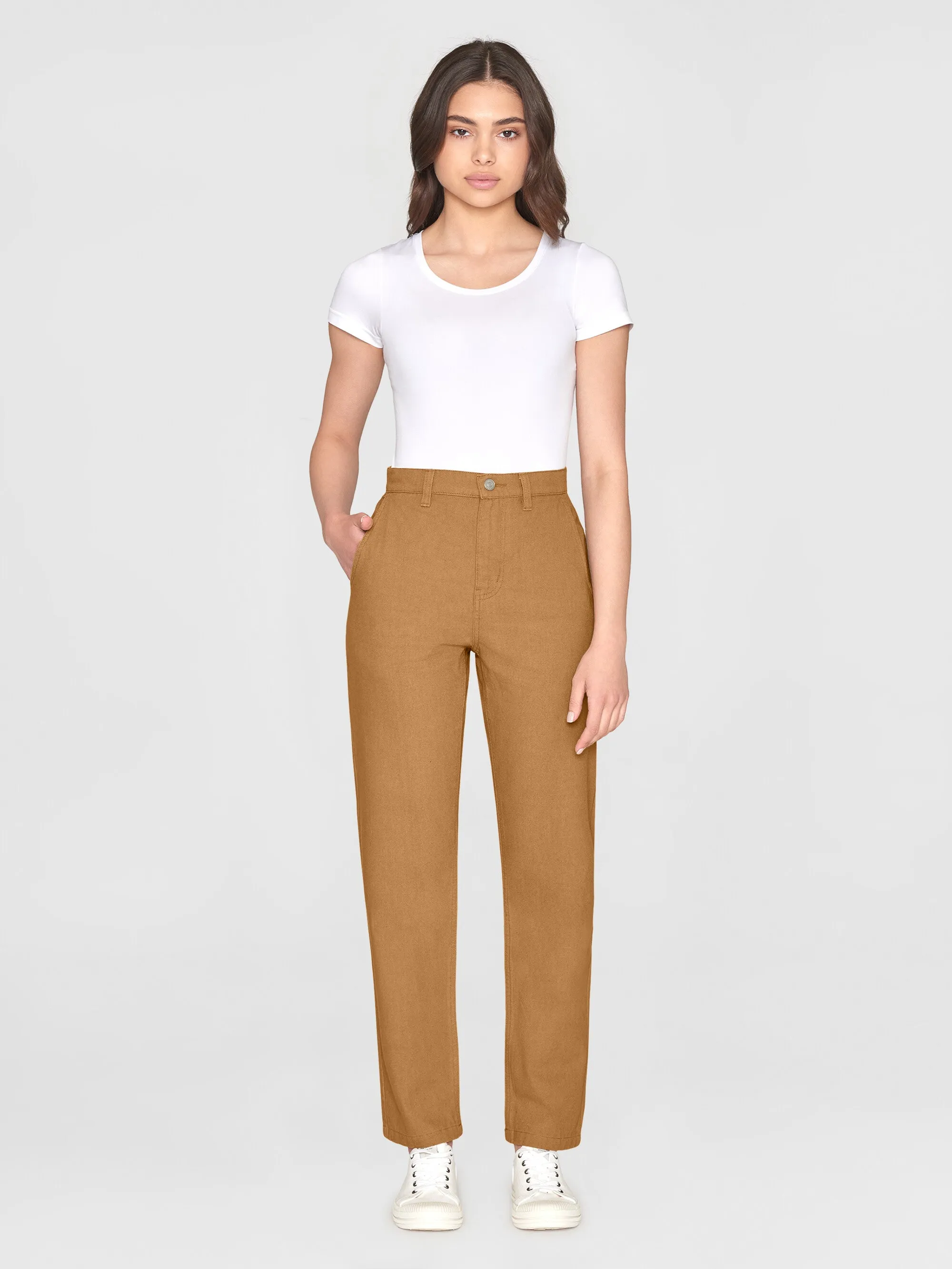 CALLA tapered canvas pant - Brown Sugar