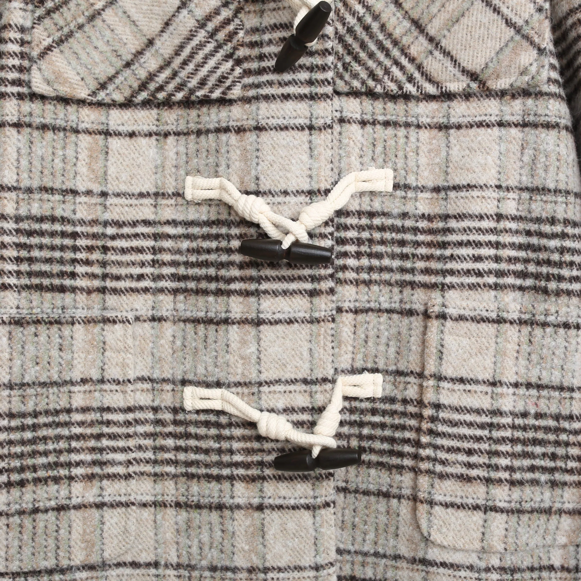 Check hoodie half duffle coat