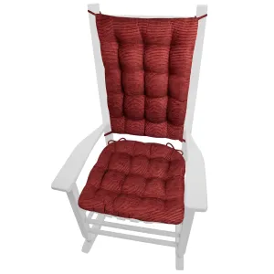 Chenille Rib Claret Red Rocking Chair Cushions - Latex Foam Fill