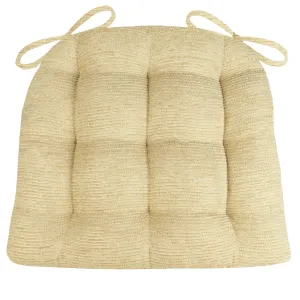 Chenille Rib Tan Dining Chair Pad with Ties - Latex Foam Fill