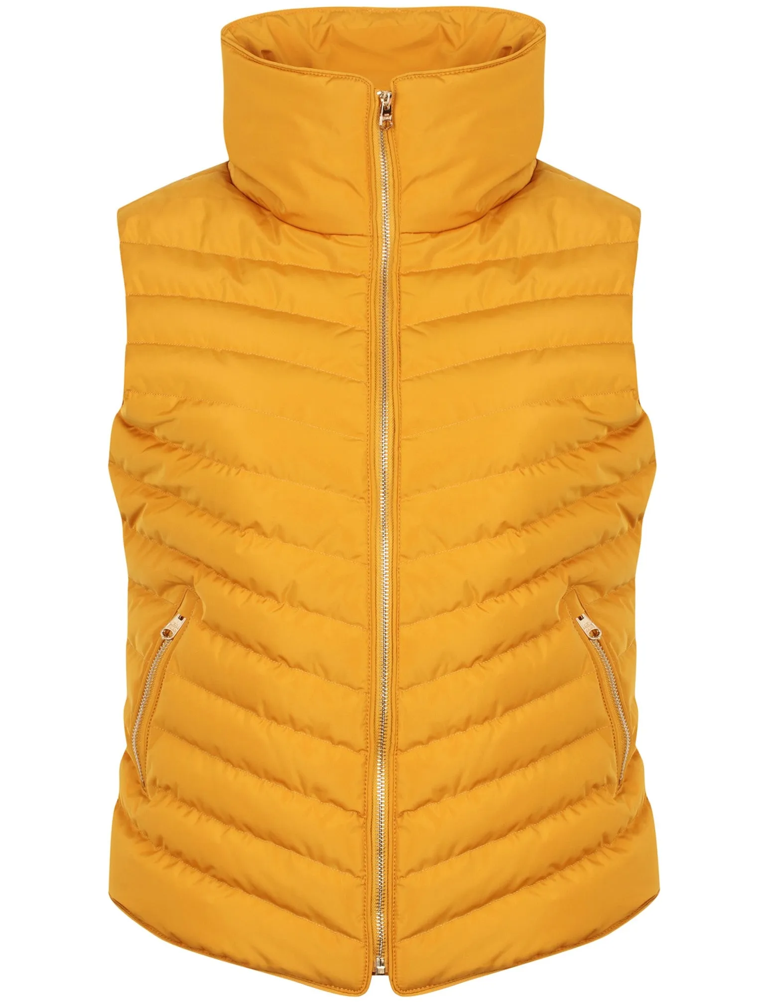 Chervil Padded Gilet With Funnel Neck In Old Gold - Tokyo Laundry