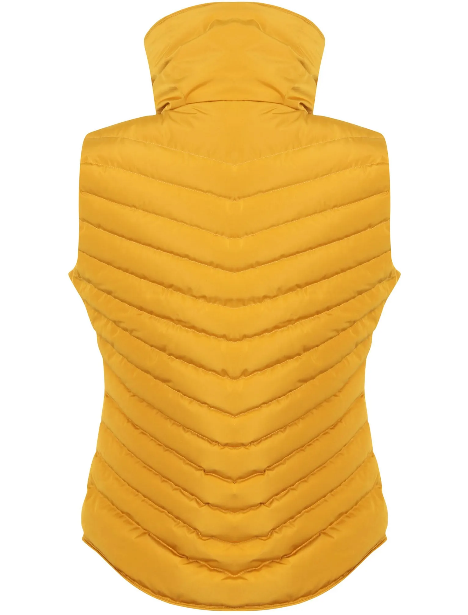 Chervil Quilted Puffer Gilet With Funnel Neck In Old Gold - Tokyo Laundry