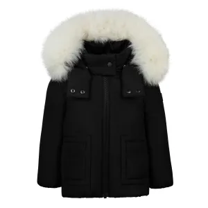 coat down with fur - black