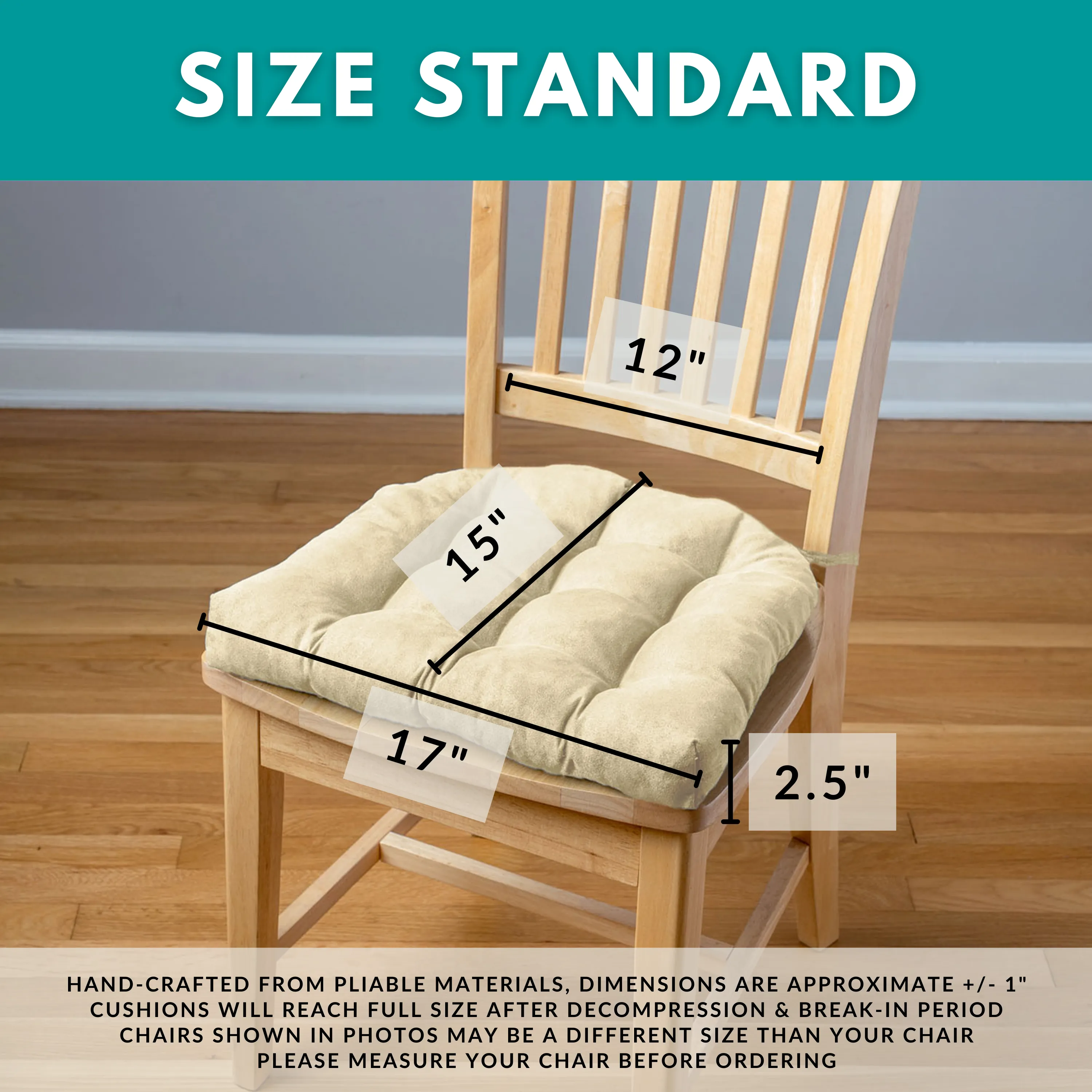 Corduroy Beige Dining Chair Pad- Never Flatten Chair Cushion Taupe