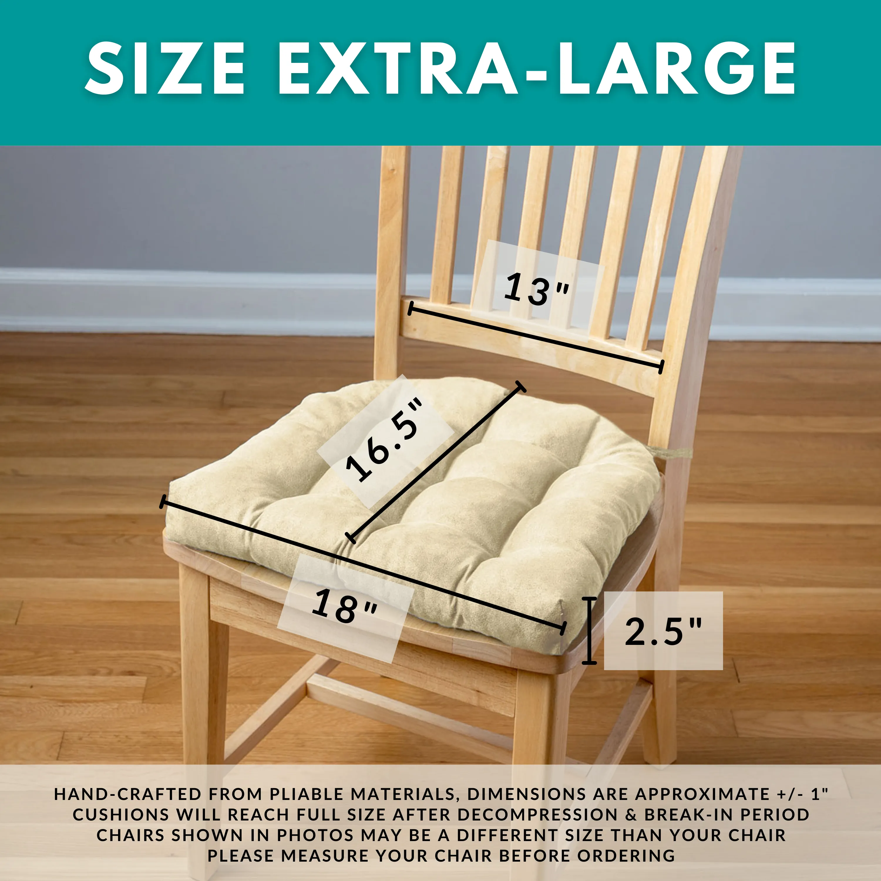 Corduroy Beige Dining Chair Pad- Never Flatten Chair Cushion Taupe
