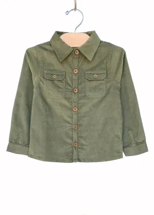 Corduroy Button Shirt | Olive - LAST ONE 2Y